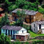 Mud houses made in ancient style in Uttarakhand which are also called Pahari Kudi